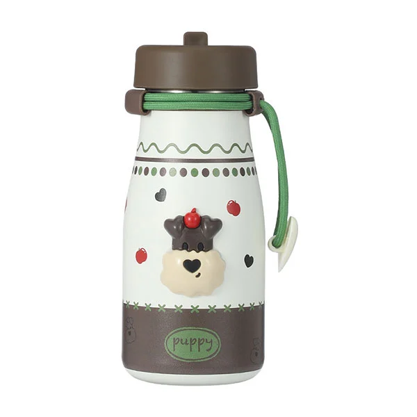 زجاجة حليب من الفولاذ المقاوم للصدأ مع القش